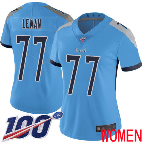 Tennessee Titans Limited Light Blue Women Taylor Lewan Alternate Jersey NFL Football 77 100th Season Vapor Untouchable